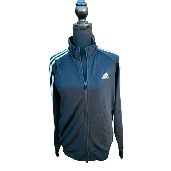 Adidas Primegreen Essentials Warm-Up Slim 3-Stripes Track Jacket Womens Black M - Picture 2 of 13